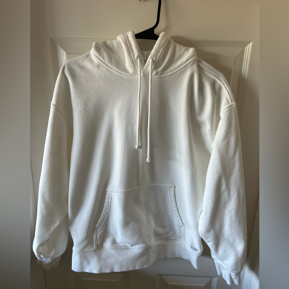 Aritzia Tna White Size M Boyfriend Fit Fleece Hoodie